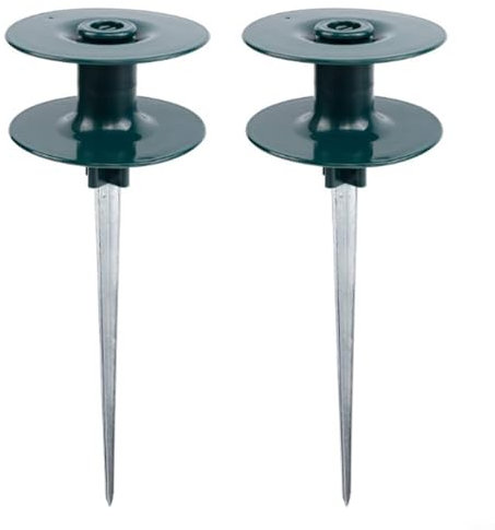 FUANA Rodillo guía de manguera de jardín resistente con estaca de metal de zinc para protección de camino de cama de plantas y bordes de césped (2 piezas)