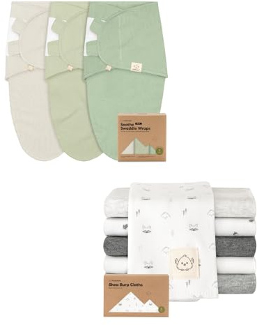 KeaBabies 3-Pack Swaddles for Newborns and 6-Pack Burp Cloths Baby Boy, Girl, Baby Sleep Sacks 0-3 Months. Newborn Swaddle Wrap - Large Cotton Burping Cloths, Spit Up Rags