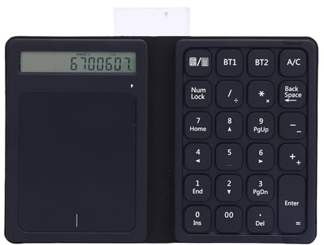 Elprico Pavé Numérique Bluetooth, pavé Numérique sans Fil avec Calculatrice et pavé Tactile, pavé Numérique Pliable Ultra-Fin 3 en 1, Clavier Numérique 23 Touches pour comptabilité
