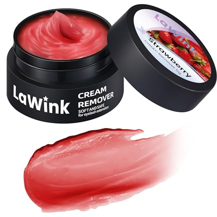 LaWinK Lash Remover Cream for Eyelash Extension Professional Lash Extension Glue Removal Cream Low Irritation Individual Lash Extension Remover (Strawberries)