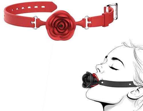Youxclian Mundknebel mit Luftlöchern Silikon Ball Gag Verstellbar, BDSM Spiele Paare Gagball für SM Bondage, Extrem Mundspreizer Sexspielzeug für Männer Frauen Erwachsene（Rot）