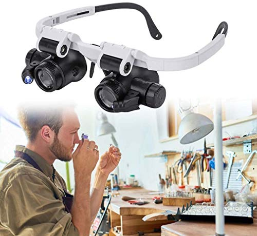 8X 15x 23x Head Wearing Magnifying Glass with LED Light Headband Magnifier, Lupenbrille mit Licht Hände Frei Kopfband Lupen, LED Beleuchtete Vergrößerungsbrille, Magnifying Glasses für Lesen,Basteln