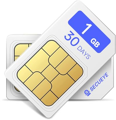 SECUEYE 4G LTE SIM-kort – endast data – förbetalt utan kontrakt nationell täckning i USA för säkerhetskameror, mobila åtkomstpunkter, routrar, olåsta IoT-enheter (1 GB/30