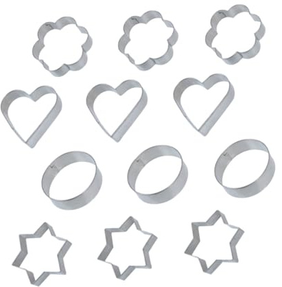Healifty 12 piezas Cortadores de Galletas Metálicos Resistentes Altas Temperaturas con de Corazón y Flor para Repostería DIY Molde para Bizcochos Galletas y Pan y para Uso Alimentario