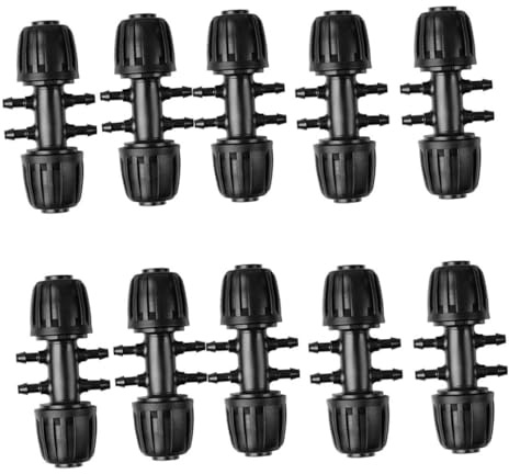 Toyvian Connecteur de Tuyau PE 16 Mm 6 Voies 10 Pièces pour Irrigation Jardin, Adaptateur 4/7 Mm, Raccord Plastique Étanche pour Système Goutte-à-Goutte Agricole et Domestique