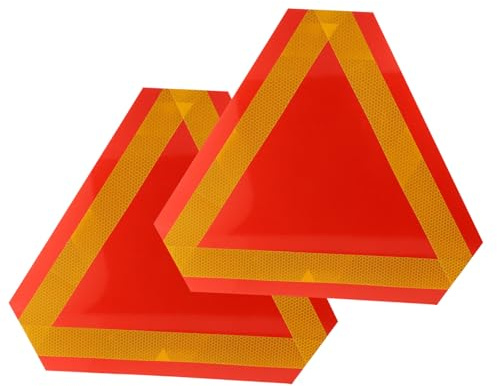 HOLIDYOYO 2 pièces Panneaux Réflecteurs de Sécurité pour Véhicules Lents Signalisation Réfléchissante pour Visibilité Améliorée et Prévention Accidents Accessoires pour Voitures et Engins