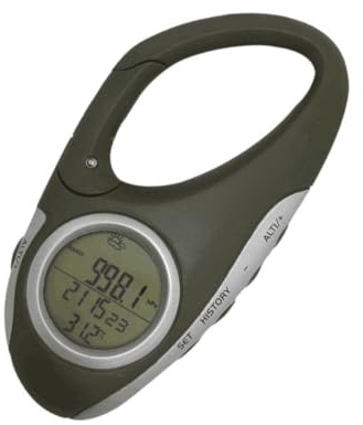 TOBBOMEY Portable Carabiner Handheld Barometer Altimeter Thermometer for Hiking Mountaineering Lightweight Outdoor Weather Forecast Instrument