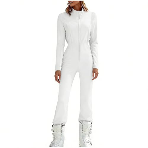Combinaison Ski Femme Vetement Femme Hiver Combinaison Hiver Imperméable Veste De Skis Ensemble Thermique pour L'extérieur Respirante Combi Skis Chaude Coupe-Vent Vetement Women's Skisuit Blanc L