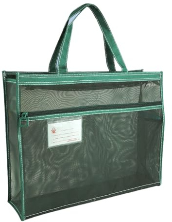 Dokumentväska med nät – 43 x 33 x 11 cm transparent affisch förvaringsväska med handtag och dragkedja – A3 konsthållare för affisch, målarbok, akvarell skissbok
