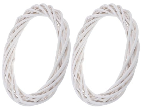 HYTROVE Corona de Sauce Blanco Natural para Decoración Navideña en Puerta, Fácil de Colgar, 2 Piezas Diseño Rústico y Forma Redonda para Pared
