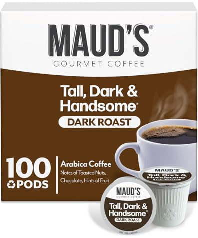 Maud's Dark Roast Coffee Pods, 100ct, Single Serve Pods – 100% Arabica Coffee, Compatible with Keurig K Cups Maker