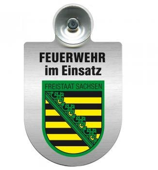 Einsatzschild Windschutzscheibe incl. Saugnapf - Feuerwehr im Einsatz - 309355 Farbe Region Freistaat Sachsen