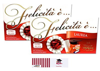 CONFETTI MANDORLA EXTRA PELATA ROSSI 2 KG + 100 BIGLIETTINI BOMBONIERA LAUREA