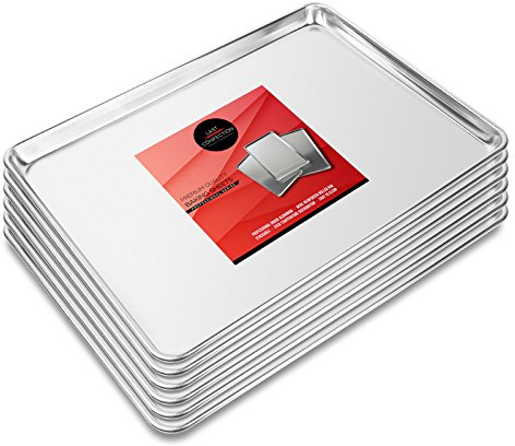 Last Confection 6 Cookie Baking Sheets 15 x 21 - Rimmed Aluminum Jelly Roll Trays - Three-Quarter Sheet Pans