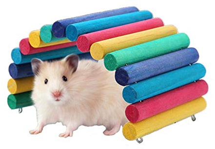 Duokon Hamster Wooden Bridge Rainbow Suspension Bend Ladder Small Pet Supplies Cage Habitat Decor Mouse Rat Rodents Toy