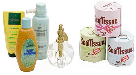 Odoria 1/12 Scale Dolls House Miniature Makeup Toiletries and Toilet Paper Rolls 3Pcs Dollhouse Accessories