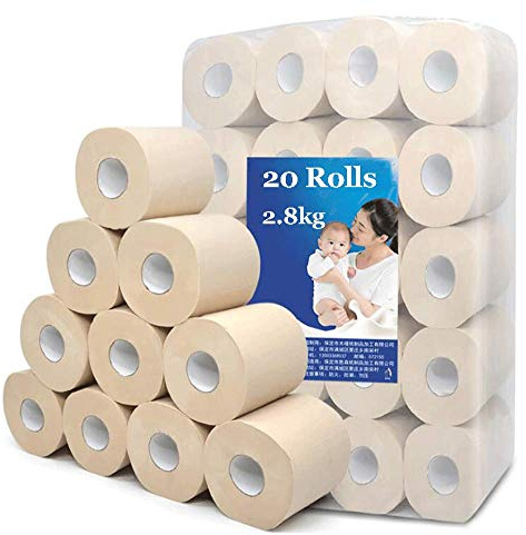 Rotolo Di Carta Igienica Di Sicurezza Nessun Additivo 4 Strati Polpa Di Bambù Colore Naturale Morbido Jumbo Carta Copriwater Per Uso Domestico Adatta Per Dispenser Carta Igienica,CrudeWood-20rolls
