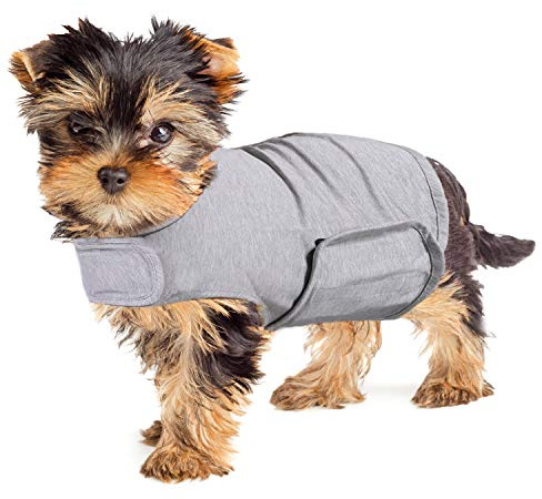 YUKOOL ångest kappa för hundar, lätt wrap lugnande väst, hund ångest jacka, används för omedelbar terapi för överspänning i blixten och fyrverkerier för att hålla lugnande komfort (XS, grå)