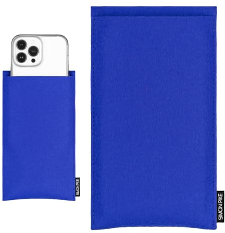 SimonPike Handyhülle passend für Apple iPhone 17/17e | 16/16e | 15 (Gr. H) | Boston blau Filztasche aus Wollfilz Handy/Smartphone Tasche