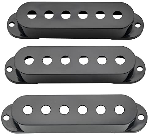 Musiclily Pro 50/50/52mm ST Single Coil Tonabnehmer Kappen Schwarz 3er Set | Plastik, für Import Strat Squier E-Gitarre