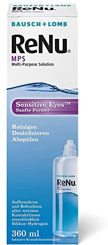 Bausch + Lomb ReNu MPS Sensitive Eyes Kombilösung - Kontaktlinsenreiniger und Aufbewahrungslösung, weiche Kontaktlinsen, 1 x 360 ml