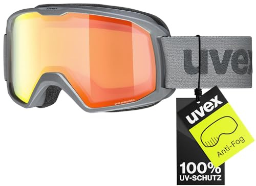 Uvex element FM - stylische, verspiegelte Skibrille mit Anti-Fog-Beschichtung, entwickelt für schmale Gesichtsformen perfekt für Teens und junge Erwachsene - rhino matt/orange-orange - one size