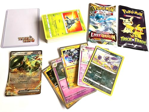 Pokemon 50 Kartenbündel – 50 Pokemon-Karten inkl. 1 garantiert ultra-seltenen, 5 Holo-Folienkarten, ein offizielles Booster-Pack & Mini-Bonus-Pack + TitanCards® Toploader