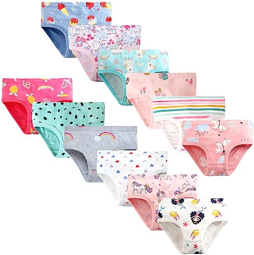 Adorel Girls Briefs Pants Knickers Underwear Pure Cotton Pack of 12 Ice Cream 4-5 Years (Manufacturer Size: 120)