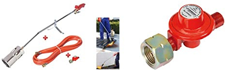 ROTHENBERGER Industrial RoMaxi Premium - Abflammgerät inkl. 5m Propan Gas Schlauch & Propan Konstantregler, 030957E & Propan-Konstantregler mit 3/8“ Anschluss, 5- & 11kg-Flaschen - 030925E