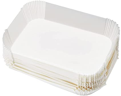 HoitoDeals 200Pcs White Rectangle Disposable Paper Air Fryer Liner Non-Stick For Baking Roasting Microwave etc.