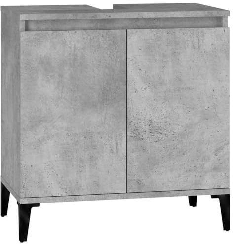 vidaXL Waschbeckenunterschrank Betongrau 58x33x60 cm Holzwerkstoff