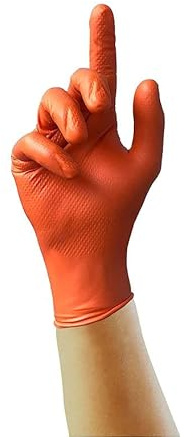 Ink Jungle Protect Orange HD Nitrile Gloves GA0052 GA0053 GA0054 GA0055 - Heavy Duty, Multipurpose, Powder Free & Latex Free Disposable Examination Gloves, Box of 100 Gloves, Orange (Large)