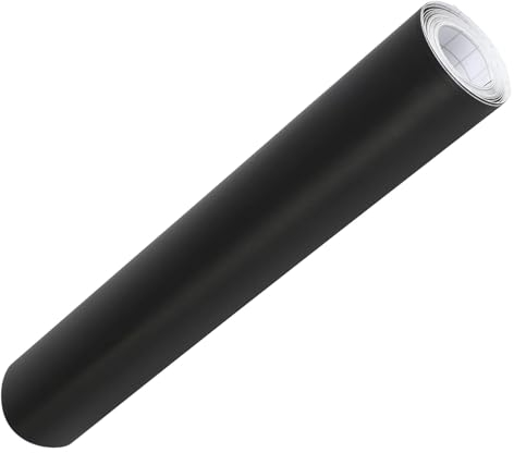 GSHUR Rotolo di pellicola adesiva per auto in vinile nero opaco da 400 cm x 30 cm, adesivo per veicoli in vinile autoadesivo, senza bolle, con rilascio d'aria, impermeabile e elasticizzabile, adesivo