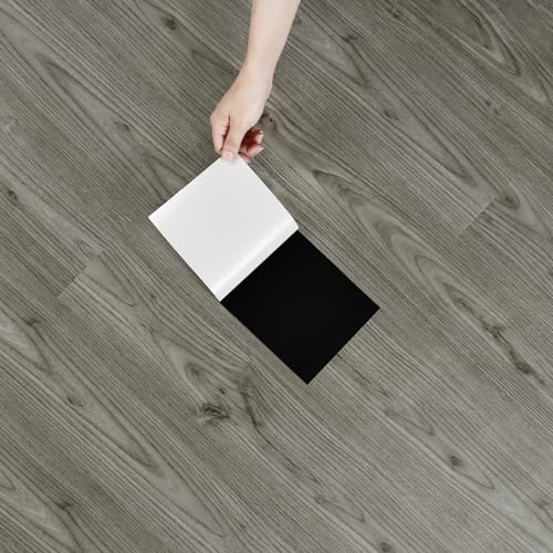 Yullpaper 24 Stück Vinylboden Selbstklebend Graue Holzoptik Klebefliesen Boden Küche Bad Waschbare Fliesenaufkleber Boden Vintage PVC Bodenbelag Holzoptik PVC Fliesen Selbstklebend 90cm X 30cm
