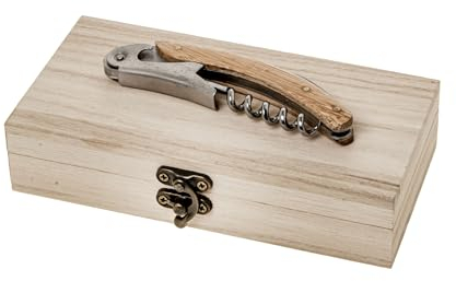 PuntoCasaStore BRINDA - Sacacorchos de madera de 11 cm con caja de madera para bombonera, idea de regalo
