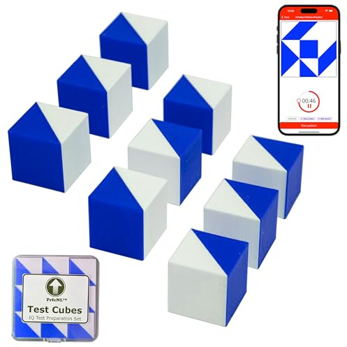 Prfc.NL PrfcNL IQ-Testwürfel (blau und weiß) – 9 Kohs-Würfel, Übung für Blockdesign-Test, WAIS IV- und WISC V-Tests