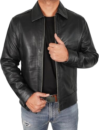 STOREJEES Mens Leather Motorcycle Jacket | Jhn Wck Black - S