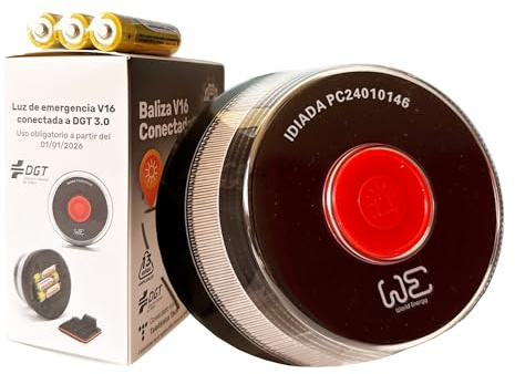 Luz Emergencia Coche DGT 3.0 (Obligatoria) Homologado DGT con Geolocalización | Baliza V16 Conectada [Datos incluidos hasta 2038] Luz avería Coche con GPS y Base Imantada - 1 Unidad
