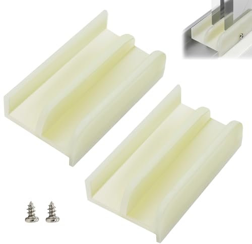 M6219 – Lot de 2 guides inférieurs de porte de douche coulissante avec vis pour porte coulissante en verre (suspendu en haut), systèmes de cloison de baignoire, guide de rail de rechange pour porte de