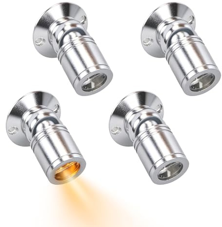 Gsycle Focos De Pantalla LED De 4 Uds., Mini Spot Luz Lampara Techo Mini Focos Minifoco USB Regulable De 5V Para Escaparate De Joyería, Entrada De Porche (Luz cálida)