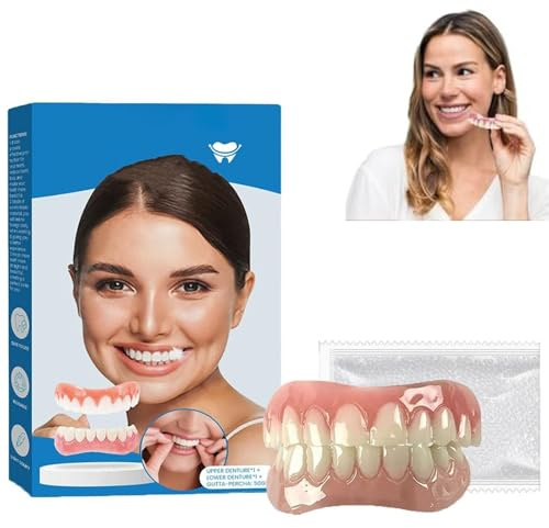 Silikon-Unterfütterungsprothesenset,Soft Denture Kit, Veneers Snap In Teeth Teeth Comfort Fit,Silikon-Unterfütterungsset, Soft Denture Reline Kit für Männer und Frauen (1pcs)