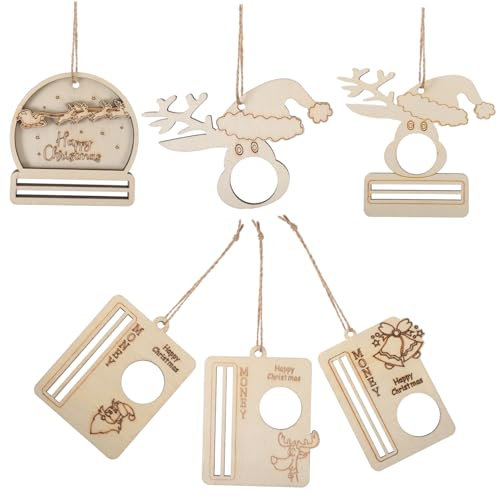 KITANDOVE 6er Satz Holz Weihnachts-geldhalter Hängende Deko Einzigartige Weihnachts-geldgeschenkaufhänger Für Weihnachtliche Dekoration