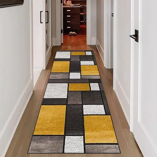 RxueSug Teppich Läufer Flur 70 x 300 cm rutschfest Flurläufer, Lang Küchenteppich, Bettumrandung Läufer, Modern rutschfest Waschbar Küchenläufe, für Wohnzimmer, Flur, Schlafzimmer, Esszimmer