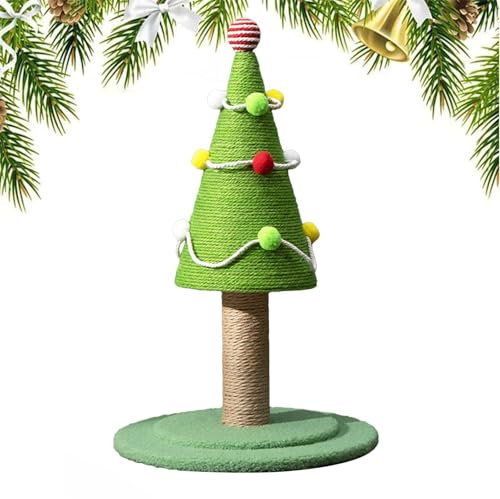 Rascador para árbol de Navidad, rascador de árbol de Navidad, árbol de Navidad, garra de gatito, árbol de rascar de dibujos animados, adornos estéticos de sisal natural, tabla de rascar para gatos de