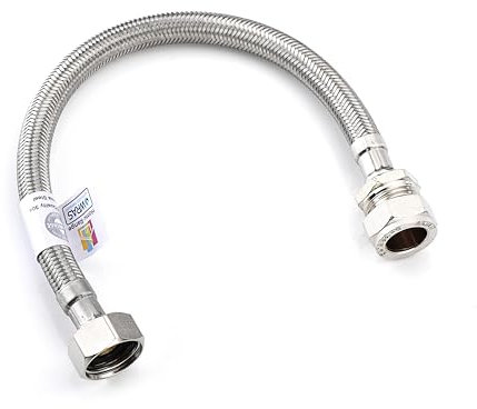 Home Range 300mm WRAS Approved15mm Compression x 1/2 |7 Lengths| Flexi Pipe Connector, BSP Fitting, 304 Stainless Steel, Rust & Lead-Free Flexible Hose for Kitchen & Bathroom