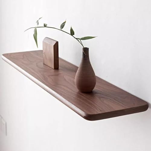Estantes flotantes montados en la pared, estantes de pared de madera maciza de nogal, estantes flotantes de madera estante de exhibición de pared for decoración del hogar, sala de estar, dormitorio co