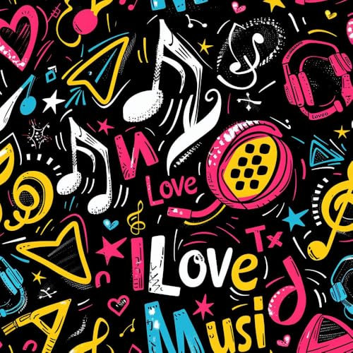 JIAOQSS Klebefolie Möbelfolie Tapete Musik Schwarz Bunt Mustertapete Wandtapete Klebefolie Möbel Wasserdichte Klebetapete Wohnzimmer Schlafzimmer Möbelfolie Dekor