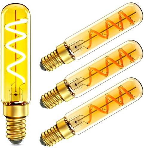 E14 LED Glühbirne Warmweiss T20 3W Nicht Dimmbar Edison Vintage Glühbirne | 2200K Filament Glühbirnen 30W Glühlampen, Ideal für Nostalgie und Retro Beleuchtung im Haus Café Bar, 4 Stück