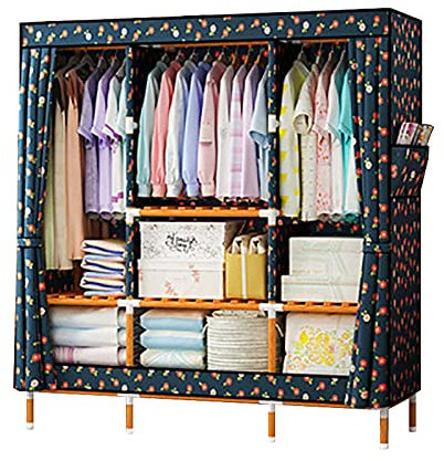Kleiderschränke aus Stoff. Leinwand-Kleiderschrank for Schlafzimmer, Kleiderschrank, Aufbewahrungsorganisator, Schlafzimmer-Garderobe, tragbarer Klappschrank, Umkleideraum, Kleiderstange(170*146CM)
