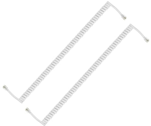 PATIKIL 2 Cavi Telefonici Per Telefoni Fissi, 4 Metri (Avvolti 0.6 Metri) RJ9/RJ10 4P4C Cavo Universale Per Ricevitore Telefonico Come Accessorio Per Telefono, Bianco